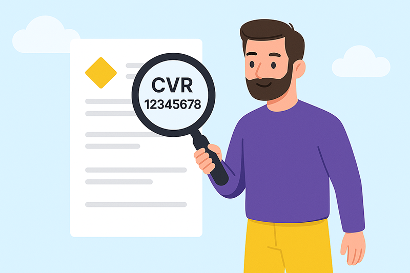 Person søger efter et CVR-nummer på en computer i et moderne kontormiljø.